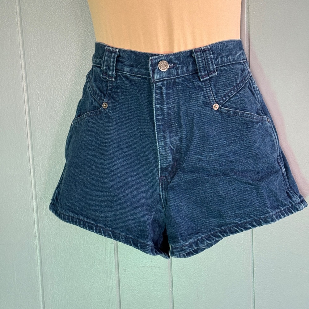 Bonjour Vintage 90s High Waisted Dark Wash Denim Western Mom Shorts Womens‎ 4